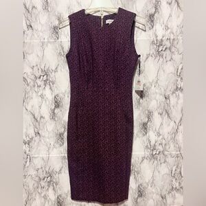 Calvin Klein Aubergine Geometric Jacquard Sheath Dress NWT